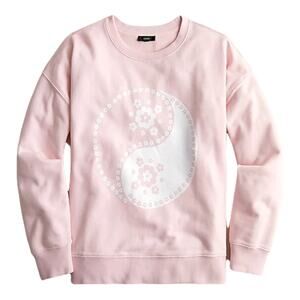 J.Crew University Terry Crewneck Sweatshirt Pink Bandana Paisley Small NEW